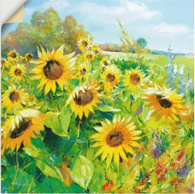 Produktbild von ARTland Wandbild, selbstklebend Sommerwiese mit Sonnenblumen Größe: 50x50 cm
