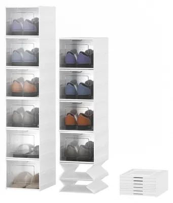 Image de Boîtes à chaussures empilables avec portes transparentes : une solution pratique pour le rangement des chaussures
