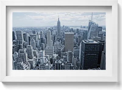 Produktbild von Blick auf New York– Wandbild mit Rahmen – Gerahmtes Bild  – Wanddekoration – 30x20 cm –  Weiß Rahmen