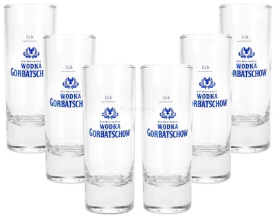 Produktbild von Wodka Gorbatschow Vodka Shotglas Glas Gläser Set - 4x Shotgläser 2/4cl geeicht