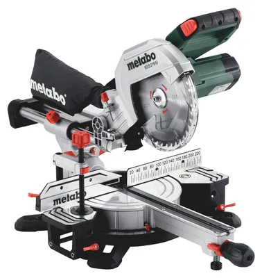 Produktbild von Metabo Kappsäge KGS 216 M, mit Zugfunktion, incl. Sägeblatt, Spänefangsack, Zubehör, Karton