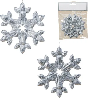 Produktbild von Boltze Gruppe Flocken Hänger silber 11 cm 2tlg.