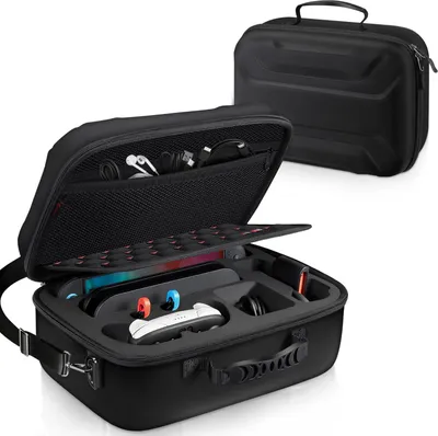 Produktbild von FINTIE Tasche für Nintendo Switch 2 (2025), Hartschalen Reisetasche mit Rundumschutz, mit 23 Spielkarten- und 2 Micro-SD-Kartensteckplätzen, für Konsole, Dock, Controller, Schwarz