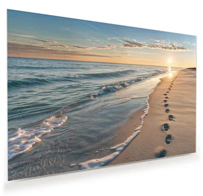 Produktbild von Glasbild 45x30cm in XXL für Wohnzimmer, Schlafzimmer Motiv Strandspuren