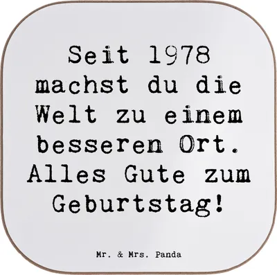 Produktbild von Mr. & Mrs. Panda Untersetzer für Gläser Spruch 1978 Geburtstag - Weiß - Geschenk, Glückwunsch, Tischschoner, Jahrgang, gläseruntersetzer, Happy Birthday, Holzuntersetzer