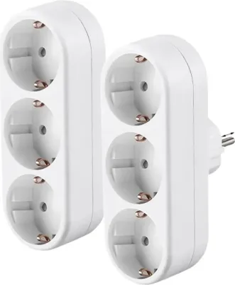 Produktbild von 2X 3-Fach EU Steckdosenadapter,3-fach Rund Mehrfachstecker Mehrfachsteckdose Verteiler Steckdosen
