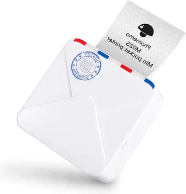Zdjęcie produktu dla Mini drukarka Bluetooth – mała drukarka termiczna dla dzieci – do tworzenia własnych projektów i notatek – kompatybilna ze smartfonami – biała mini drukarka