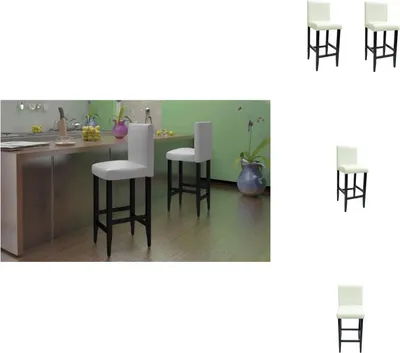 Image de vidaXL Tabouret de bar 2 pcs. Blanc Similicuir - Tabouret de bar