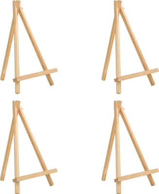 Produktbild von Belle Vous Tisch Staffelei Holz Bildhalterung Ständer (4er Pack) - 30 cm - Kleine Natur-Kiefer Dreibein Staffelei Holz Klein für die Präsentation von