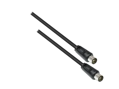 Produktbild von Antennenkabel, Koax/IEC Stecker beidseitig (vernickelt), 2x geschirmt ( <70dB / 75 Ohm), CCS, schwarz, 2,5m, Good Connections®