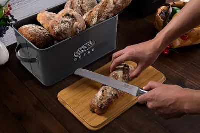 Produktbild von Brotbehälter mit Bambusdeckel – Küchenorganizer für Brot – 37 × 19 × 17 cm Brotkasten