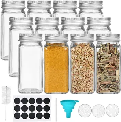 Produktbild von Gewürzdosen 120 ml, 12 Stück, Glas, quadratisch, mit Streueinsatz, für Küche