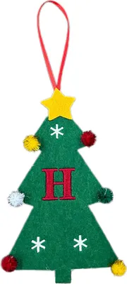 Produktbild von Weihnachtsbaum-Anhänger-Ornament mit Schlüsselband, 26 Buchstaben-Design, Filzstoff, Weihnachtsdekoration zum Aufhängen am Weihnachtsbaum