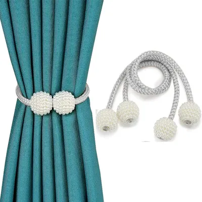 Produktbild von Magnetische Gardinenhalter Clips 2 Stück, Grau, Dekorative Seilhalter Für Fenstergardinen, Raffhalter Für Wohnzimmer Und Schlafzimmer