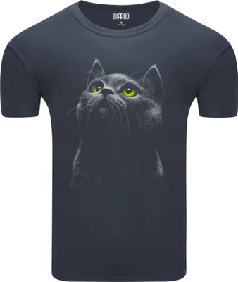 Produktbild von Diarbo Herren T-Shirt mit Aufdruck Wildtierporträts Schwarze Katze Dunkelgrau Gr.M