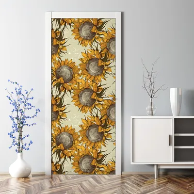 Produktbild von Dekorative Türposter Klebefolie selbstklebend Wandaufkleber Aquarell Blumen 70 x 200 cm