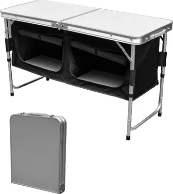 Produktbild von TolleTour Campingküche Campingtisch aus Alu, faltbar Campingschrank inkl Tragetasche, für Picknick, Camping, Outdoor - Klein Size：120x47x68 cm