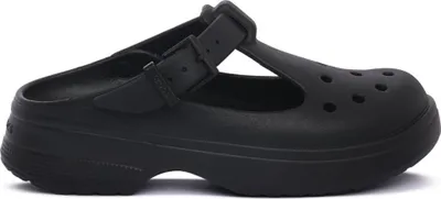 A black Crocs Classic Mary Jane clog is shown from the side against a white background.