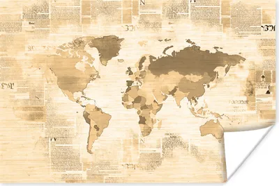 Produktbild von MuchoWow® Poster Karte - Jahrgang - Zeitung 30x20 cm - Plakate - Print