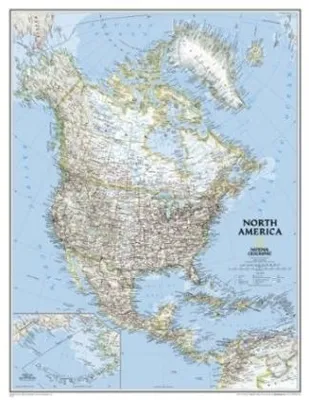 Immagine prodotto di Mappa a muro del Nord America, National Geographic, modello classico (59,7 x 76,8 cm)