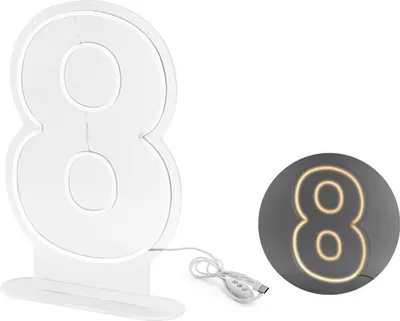 Produktbild von Neon LED - Zahl "8", weiß, 50cm