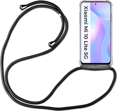 Produktbild von Xiaomi Hülle mit Band Schutzhülle Handykette Silikon Handy Tasche mit Schnur Neu Xiaomi Mi 10 Lite 5G Schwarz