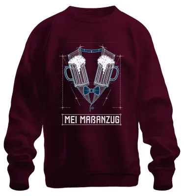 Produktbild von Mei Maßanzug Bier Maßkrug  Tracht Lederhose Wiesn Sweatshirt Pullover, Burgundy, S