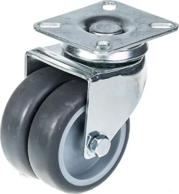 Produktbild von 75mm 3" Doppelradrolle grau Gummi drehbar 100kg Kapazität