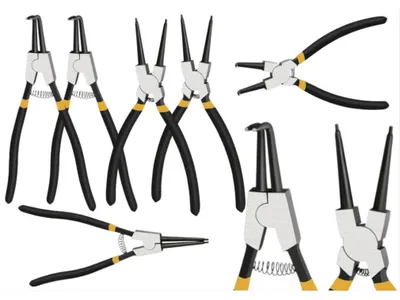 Image de Jeu de pinces à circlips Leantoys, courbées et droites, 4 pièces