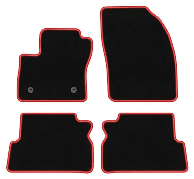 Image de Tapis de sol en moquette pour Ford C-MAX MK2 2011-2015 (monospace) – jeu 4 pièces, noir/rouge, sur mesure – Wielganizator CARLUX