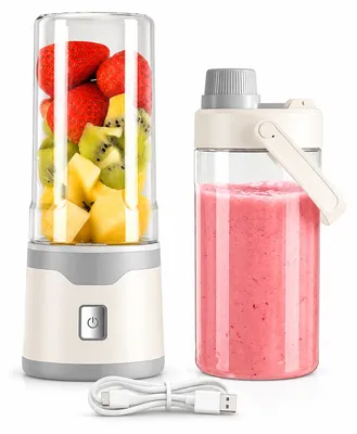 Produktbild von Mini Smoothie Mixer, kabelloser USB-C Akku Mixer mit 18 Edelstahlklingen, 450ml tragbarer Mixer für Smoothies, Shakes und Reisen