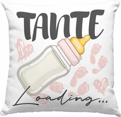 Produktbild von Trendation - Tante Loading Deko-Kissen mit Füllung 40x40 Werdende Tante Schwangerschaft Ankündigung Schwester (Blau)