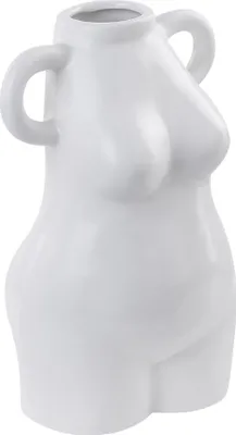 Produktbild von BELIANI Blumenvase Weiß Keramik 25 cm Handgemacht Breite Öffnung Weibliche Form Deko Accessoires für Wohnzimmer Schlafzimmer Flur Eingangsbereich