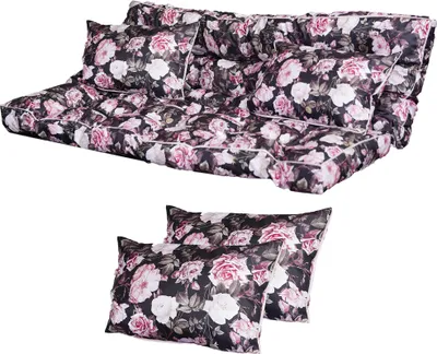 Obrázek produktu pro Hollywood Swing Cushion Plus 2X Small Pillow - Polštáře na sezení Zahradní nábytek Voděodolná tkanina s certifikátem a přiloženými popruhy - Černá s r
