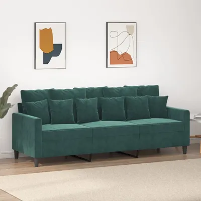 Produktbild von Design Möbel 3-Sitzer-Sofa Dunkelgrün 180 cm Samt - 2024 Neu