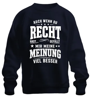 Productafbeelding van Ook al heb je gelijk, mijn mening is anders. Sarcasme-trui, marineblauw, maat XL