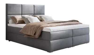 Obrázek produktu pro Postel Bari 1 box spring 160x200, box spring postel s postelovým dnem, matrace Bonell a topper, manželská postel, světle šedá