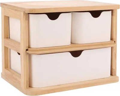 Immagine prodotto di Cassetto da scrivania in legno a 3 scomparti - Cassetto porta cosmetici in legno a 3 scomparti - Ideale per l'ufficio, la casa e la scuola.