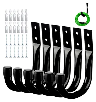 Produktbild von Hochleistungs-Garagenhaken Set mit 6 Stück und Verlängerungskabelbändern