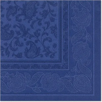 Produktbild von 160 Papstar Servietten ROYAL Collection 1/4-Falz 40 cm x 40 cm dunkelblau Ornaments 17051