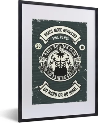 Produktbild von MuchoWow® MuchoWow® Gerahmtes Poster Mancave - Gewichte - Sport - Retro - Zitate 30x40 cm - Poster mit zchwarzem Bilderrahmen - Wandposter Schlafzimmer