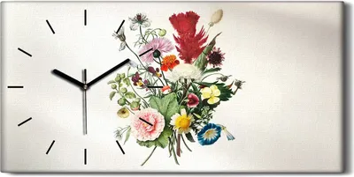 Produktbild von Wohnzimmer-Bild Leinwand Uhr Geräuschlos 60x30 Gemälde Blumen Pflanzen Kunst - schwarze Hände