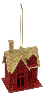 Produktbild von Rotes Weihnachtshäuschen aus Kunststoff, 10 cm