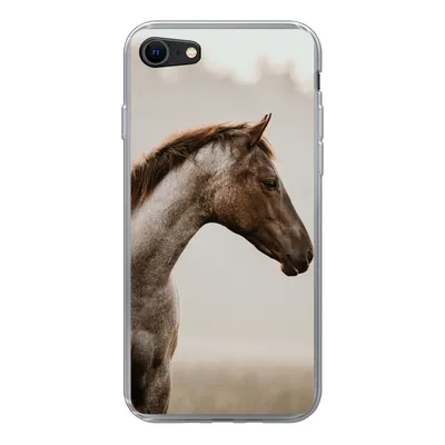 Produktbild von MuchoWow® Handyhülle Schutzhülle Hülle für iPhone 8 Pferd - Nebel - Natur Silikon Softcase Handy Hülle - Schutzhaube