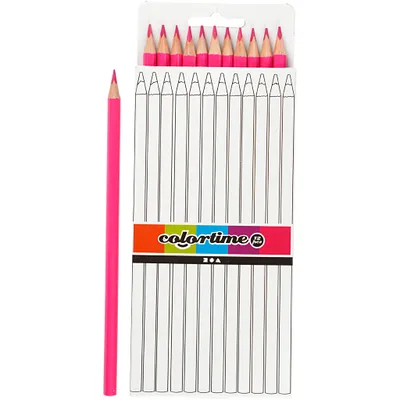 Produktbild von Colortime Buntstifte, Mine: 3 mm, L 17 cm, Pink, Basic, 12Stck.