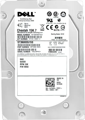 Image de Disque dur Dell 0J762N 600GB 15000 Rpm SAS II 3,5" ST3600057SS