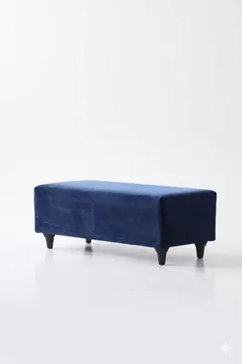 Obrázok produktu pre Hanah Home, kvalitný taburet, tmavomodrá farba, 120 cm, 100% polyester, nosnosť 80 kg