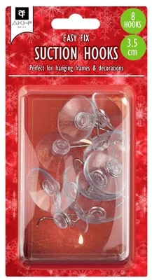 Saugnäpfe mit Haken, 8 Stück, 3,5 cm, klar