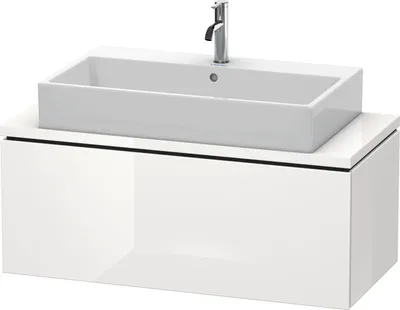 Produktbild von Konsolenunterschrank L-CUBE 400x1020x477mm weiß hochglanz weiß hochglanz