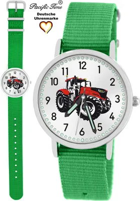 Produktbild von Pacific Time Kinder Armbanduhr Traktor Trecker rot Wechselarmband grün 87665
